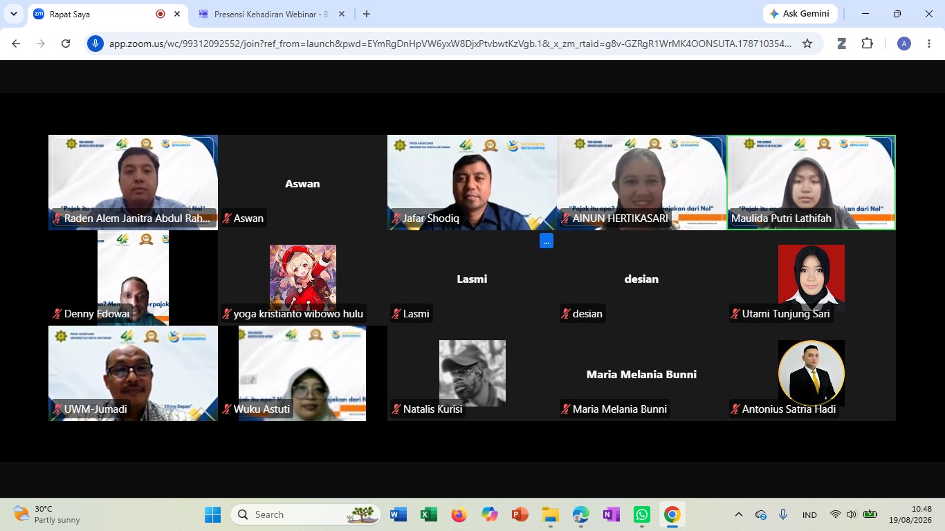 Edukasi Pajak Sejak Dini, Prodi Akuntansi UWM Gelar Webinar 
