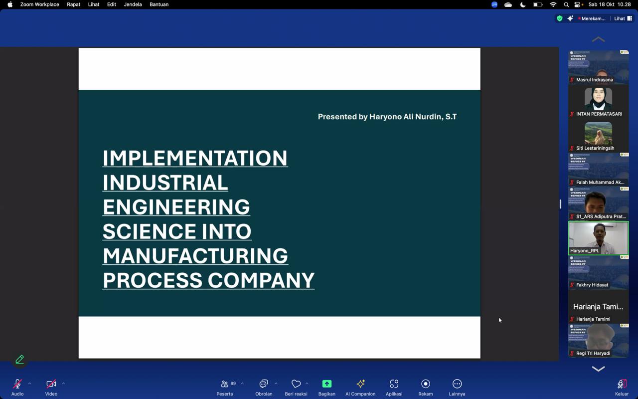 HMTI UWM Selenggarakan Webinar Berbagi Kunci Sukses di Dunia Manufaktur